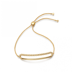 14K Gold Plated Sterling Silver CZ Curved Bracelet Adjustable Size