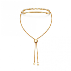14K Gold Plated Sterling Silver CZ Curved Bracelet Adjustable Size