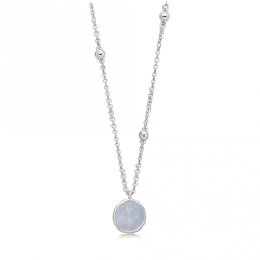 New Arrival Sterling Silver Beaded Chain Stone Pendant Necklace