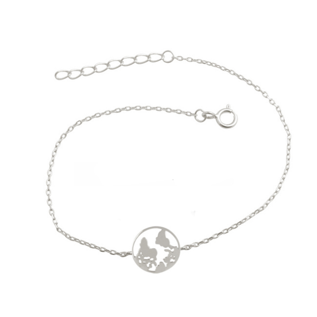 Landou Jewelry Sterling Silver World Map Travel Globe Bracelet