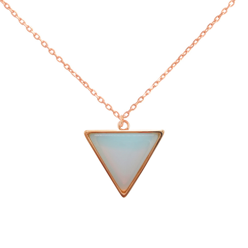Dainty Sterling Silver Moonstone Triangle Pendant Necklace Wholesale