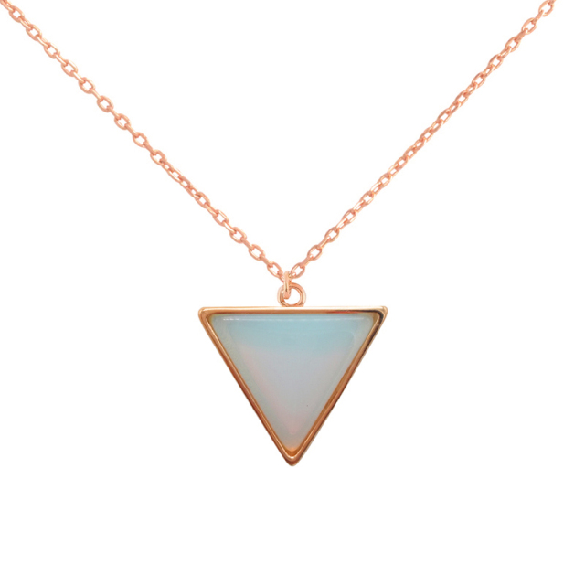 Dainty Sterling Silver Moonstone Triangle Pendant Necklace Wholesale