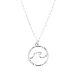 Sterling Silver Plain Round Circle Ocean Wave Necklace