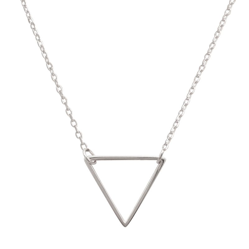 14K Gold Finished Sterling Silver Open Triangle Necklace