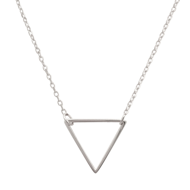 14K Gold Finished Sterling Silver Open Triangle Necklace