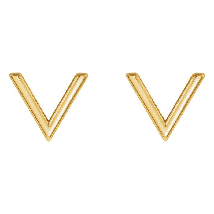 Petite Dedsign Sterling Silver High Polish V Shaped Stud Earrings