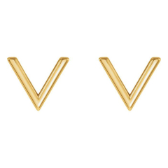 Petite Dedsign Sterling Silver High Polish V Shaped Stud Earrings