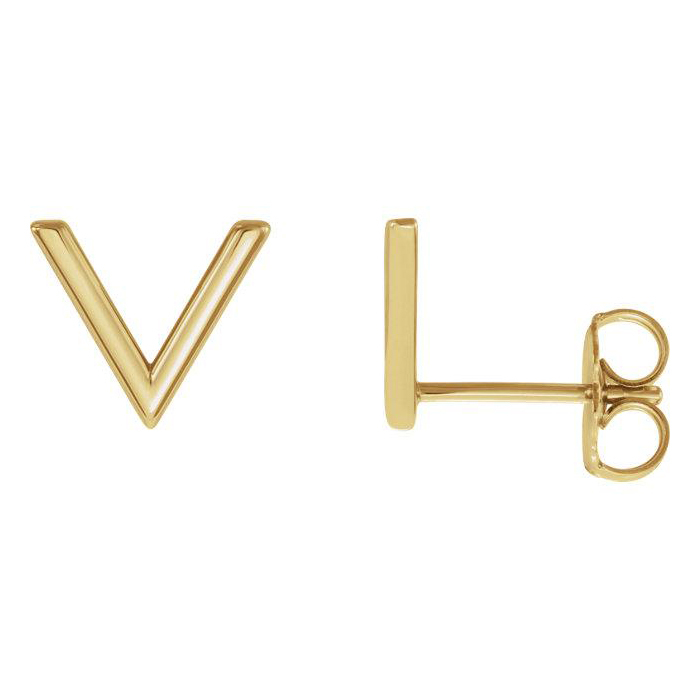 Petite Dedsign Sterling Silver High Polish V Shaped Stud Earrings