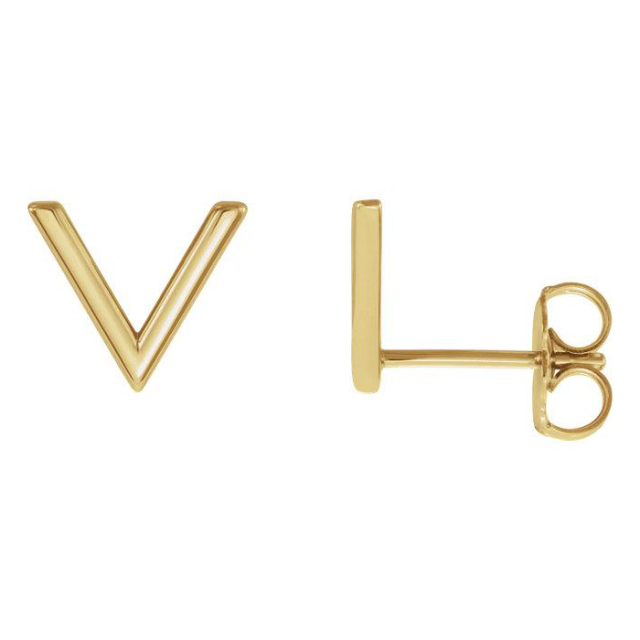 Petite Dedsign Sterling Silver High Polish V Shaped Stud Earrings