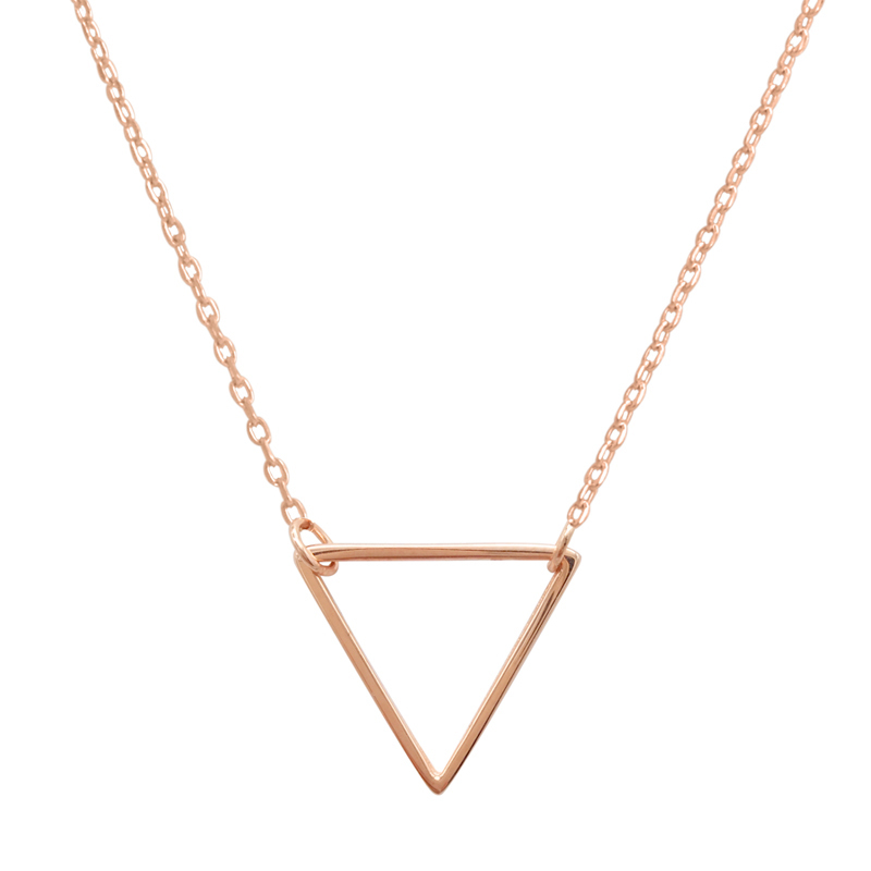 14K Gold Finished Sterling Silver Open Triangle Necklace