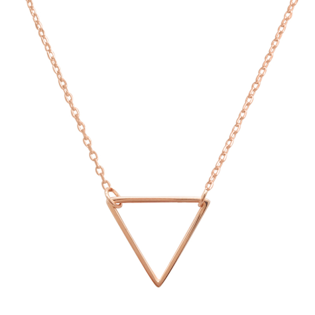 14K Gold Finished Sterling Silver Open Triangle Necklace
