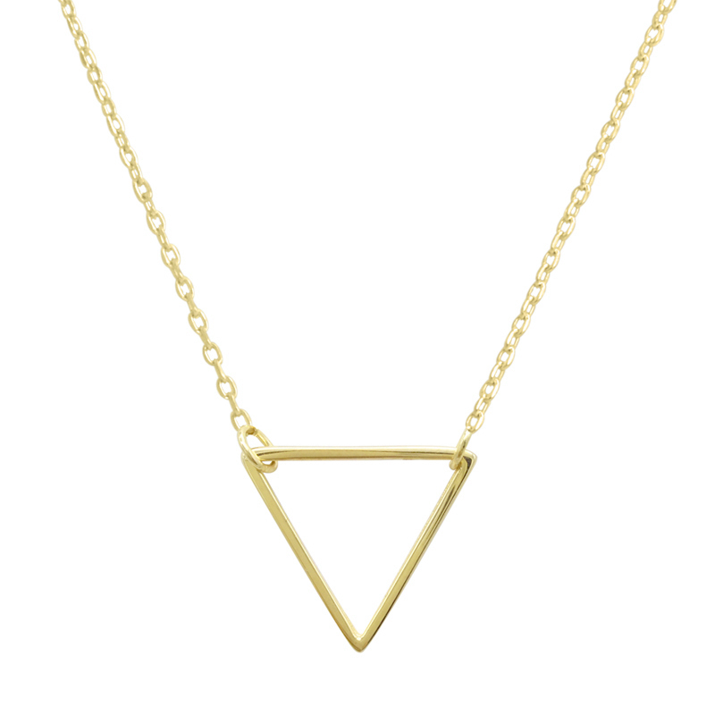 14K Gold Finished Sterling Silver Open Triangle Necklace