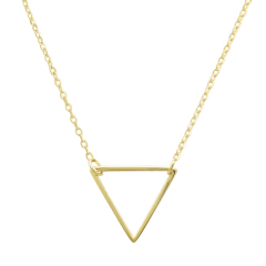 14K Gold Finished Sterling Silver Open Triangle Necklace