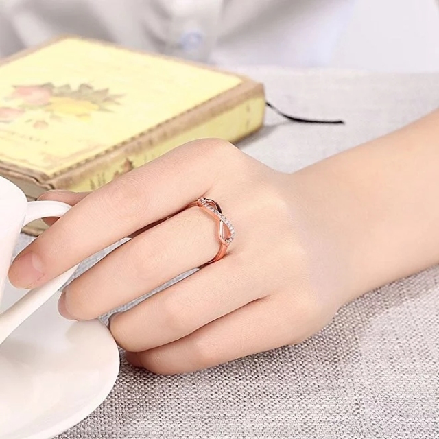 Womens Infinity Wedding Engagement Band Ring CZ Anniversary Promise Rings