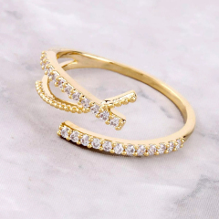 18K Gold Plated Sterling Silver Open Size Ring Women Jewelry