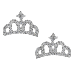 Fashion Cubic Zirconia Crown Stud Earrings in Sterling Silver