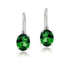 Sterling Silver Oval Gemstone or Cubic Zirconia Birthstone Leverback Earrings
