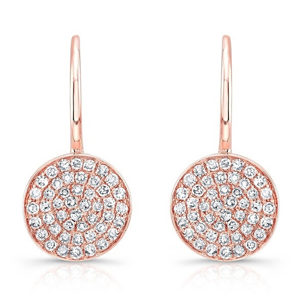 Sterling Silver Cubic Zirconia Round Circle Pave Disc Earrings