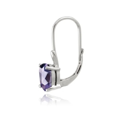 Sterling Silver Oval Gemstone or Cubic Zirconia Birthstone Leverback Earrings