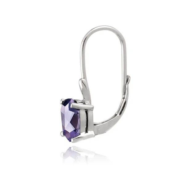 Sterling Silver Oval Gemstone or Cubic Zirconia Birthstone Leverback Earrings