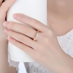 Twist 2 Bands Eternity Promise Rings Love Wedding Jewelry Sets in 925 Sterling Silver with Rose Gold and CZ