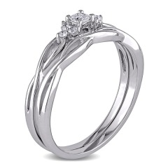Latest White Gold Sterling Silver Fake Diamond Bridal Ring