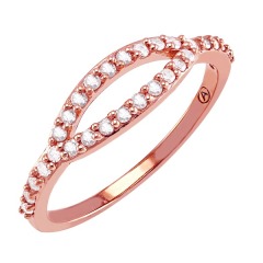 Simple Design Sterling Silver CZ Anniversary Stackable Open Ring