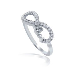 Customized Jewelry Sterling Silver Cubic Zirconia Infinity Love Ring