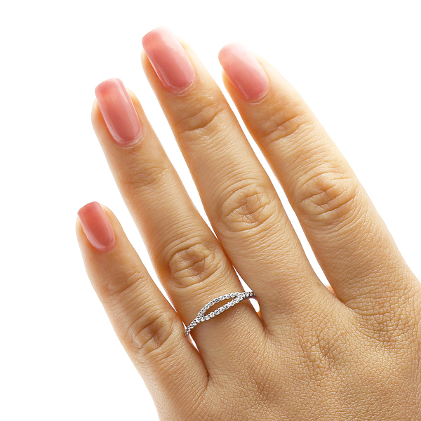 Simple Design Sterling Silver CZ Anniversary Stackable Open Ring