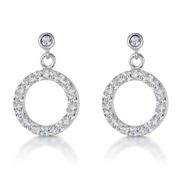 Circle Earrings Jewelry 925 Sterling Silver Cubic Zirconia AAA Circle Earrings Wholesale