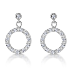 Circle Earrings Jewelry 925 Sterling Silver Cubic Zirconia AAA Circle Earrings Wholesale