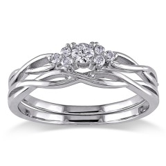 Latest White Gold Sterling Silver Fake Diamond Bridal Ring