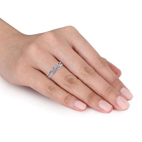 Latest White Gold Sterling Silver Fake Diamond Bridal Ring