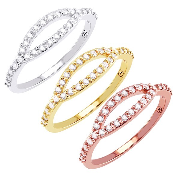 Simple Design Sterling Silver CZ Anniversary Stackable Open Ring