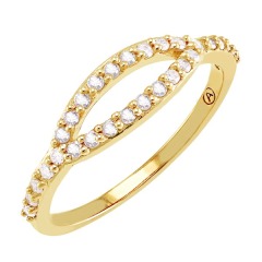 Simple Design Sterling Silver CZ Anniversary Stackable Open Ring