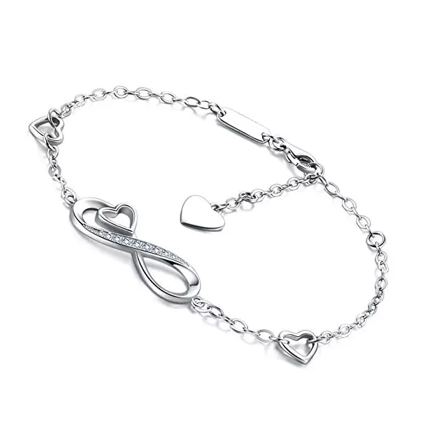 Stunning Infinity 925 Sterling Silve Bracelet Prong Set with 3A Zircon Bracelet