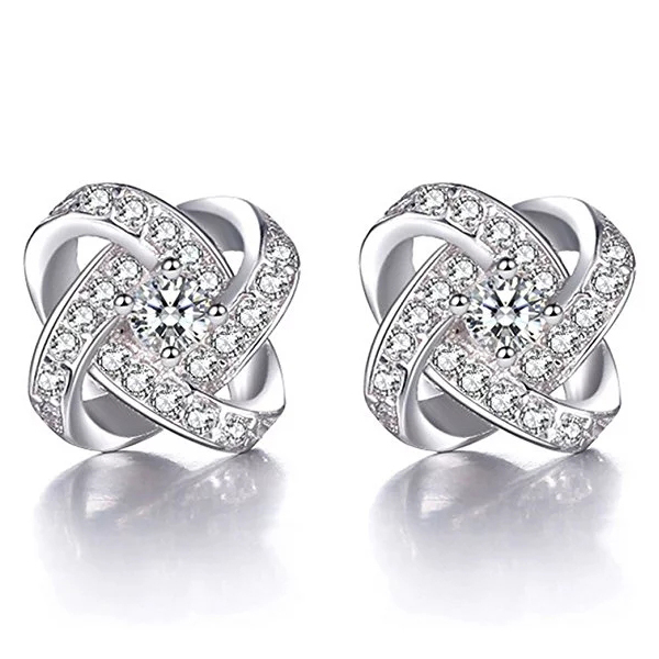 925 Sterling silver Cubic Zirconia Eternal Love Knotes Stud Earrings