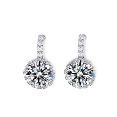 Cubic Zirconia Earrings 925 Silver CZ Stud Earrings for Engagement