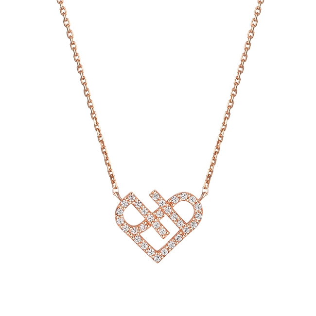 Couples Breakable Heart Pendant Necklace Rose Gold Made in Silver