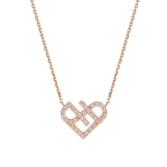 Couples Breakable Heart Pendant Necklace Rose Gold Made in Silver