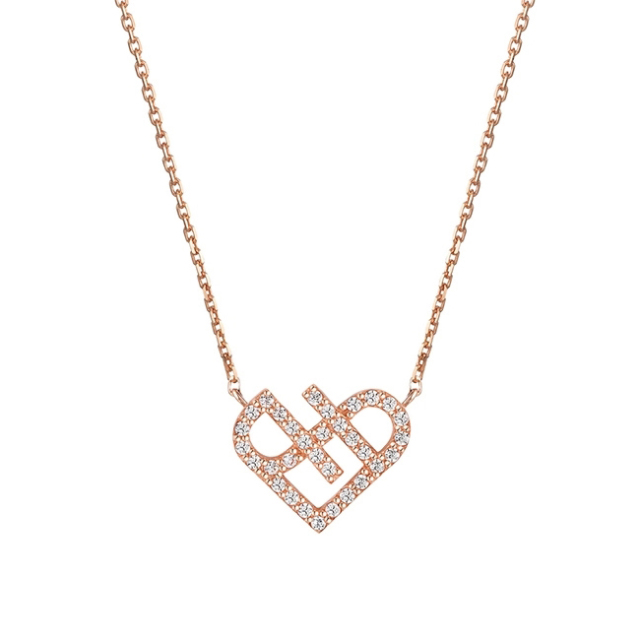 Couples Breakable Heart Pendant Necklace Rose Gold Made in Silver