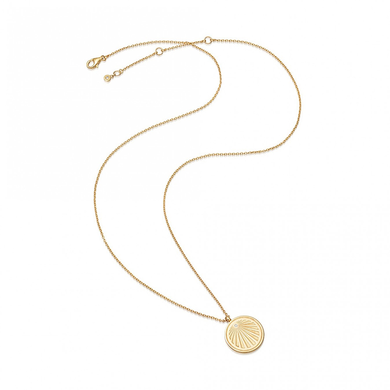 New Necklace Collection Silver 18K Gold Finished Single CZ Sunrise Necklace