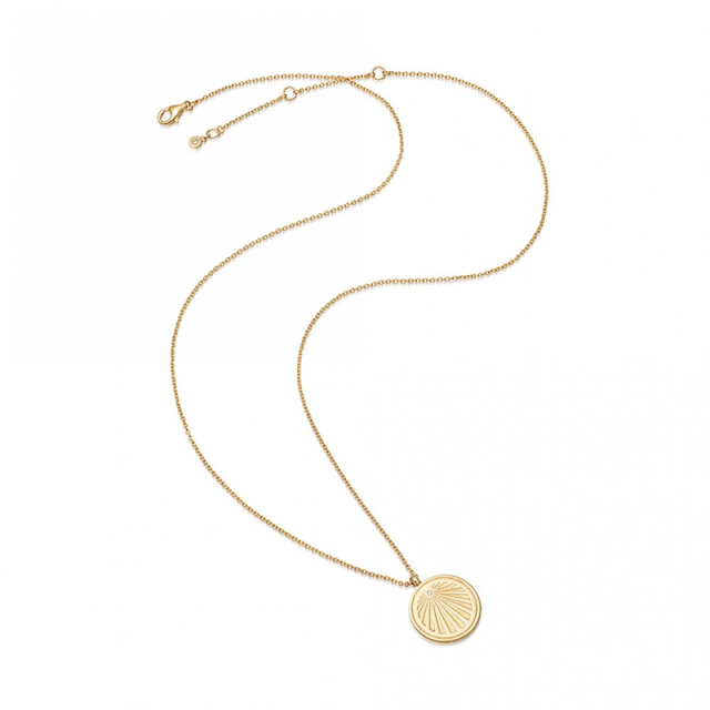 New Necklace Collection Silver 18K Gold Finished Single CZ Sunrise Necklace