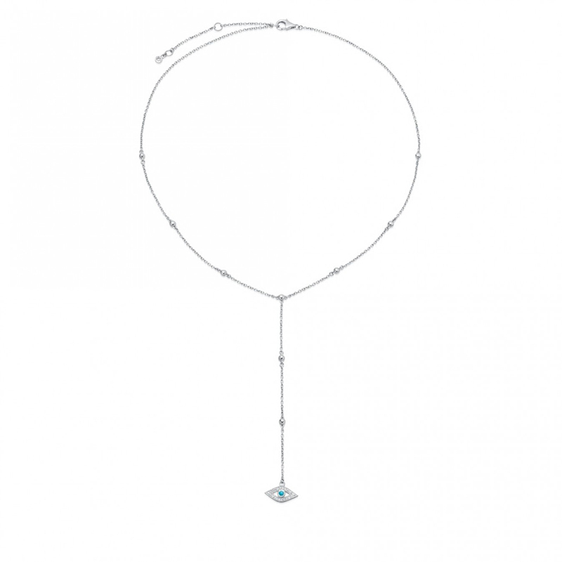 Interested in Silver Jewelry Evil Eye Beaded Lariat Chian with Low-hanging Charm Necklace