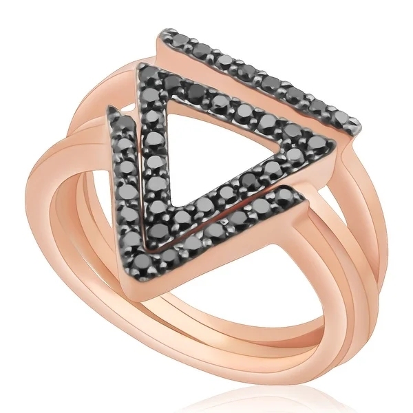 Silver Jewelry Factory Black CZ Fancy Shaped 3 Pieces Snuggle Fit Knuckle Ring Set