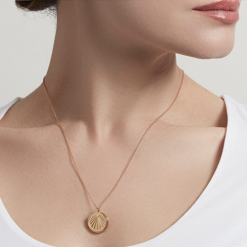 New Necklace Collection Silver 18K Gold Finished Single CZ Sunrise Necklace