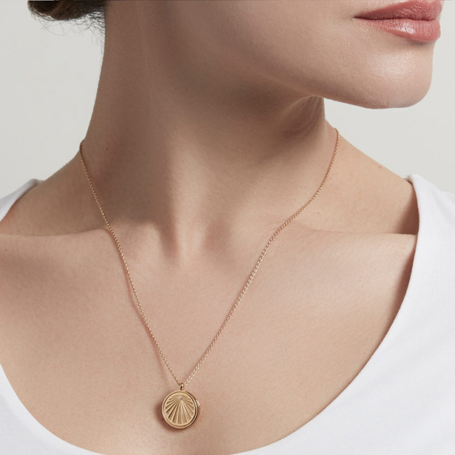 New Necklace Collection Silver 18K Gold Finished Single CZ Sunrise Necklace