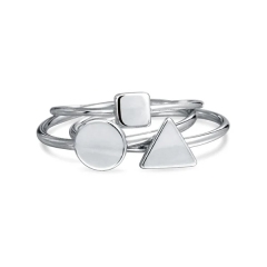 3 Set Minimalist Geometric Pyramid Circle 925 Sterling Silver Midi Knuckle Stackable Ring 1MM Band For Women For Teen