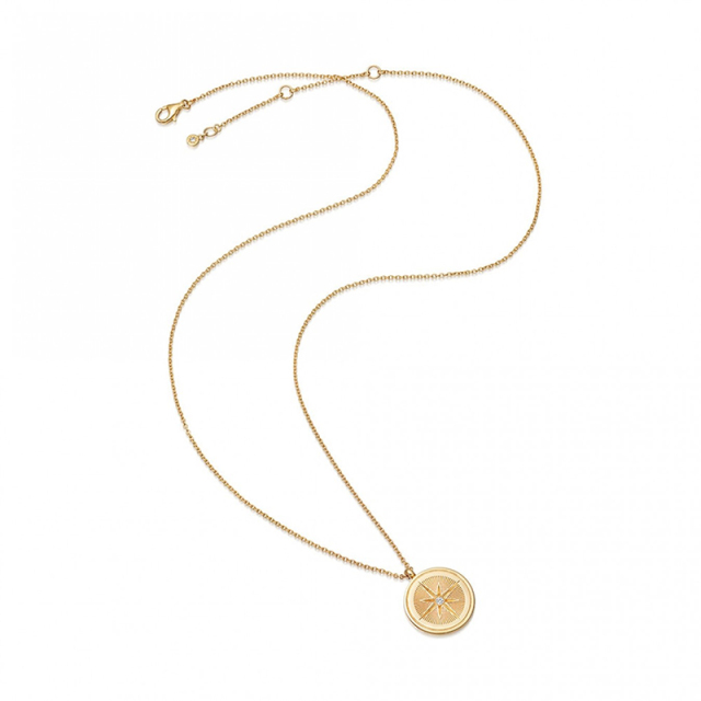 Women Decoration S925 Silver 18K Gold Finished Compass Pendant Necklace