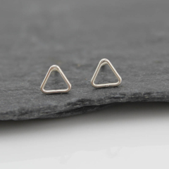 Earrings Design for Daily Use Silver Mini Geometric Triangle Studs for Kids